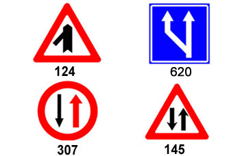 , 0361. איזה תמרור מזהיר שלכביש שבו אתה נוסע מתמזג כביש אחר?